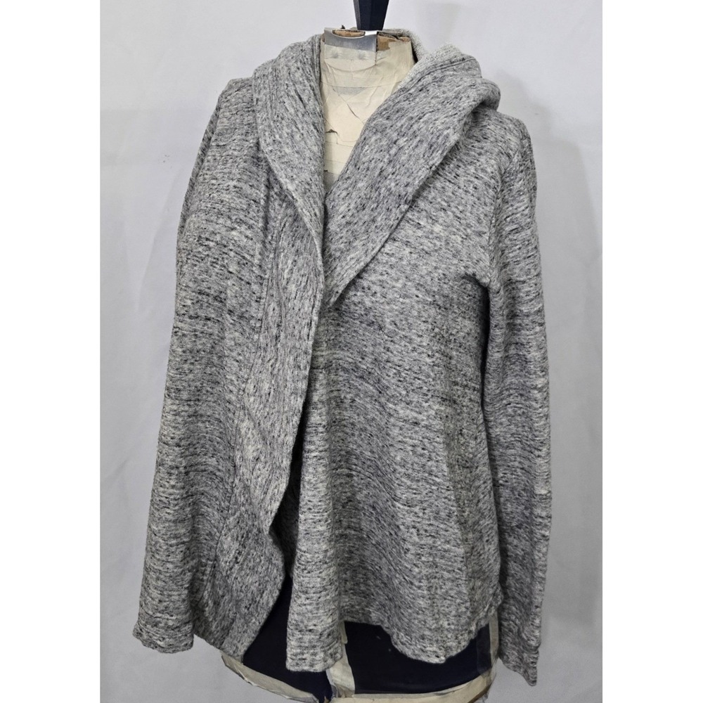 Theory Womens S Gray Shirfa Surfside Cotton Open Front Hooded Cardigan Sweater - Picture 2 of 10
